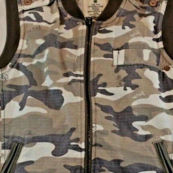 Woodstock Music Festival Vest Army Denim Basic House Green Olive HENDRIX  Zip Up - Picture 12 of 12